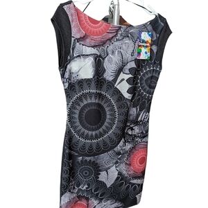 DISIGUAL NWT mini dress, cat sleeve, deep round back neck collar